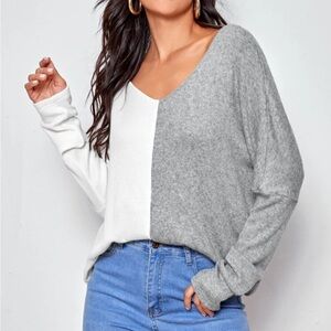 Two-Tone Gray and White Sweater
